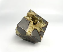 Load image into Gallery viewer, Septarian Cube with shimmering hollow Calcite Crystal Cavity