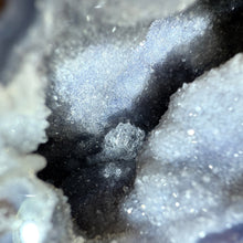Load image into Gallery viewer, Close-up of a crystal cluster formation inside a Dugway Geode hollow cavity.