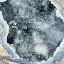 Load image into Gallery viewer, Close-up of a crystal formation in a dugway geode standup