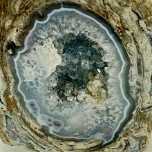 Load image into Gallery viewer, Close-up of a Utah Dugway geode with crystal formation inside