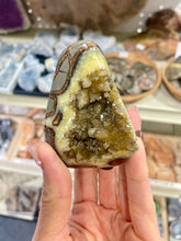 Load image into Gallery viewer, Septarian shaped and polished with crystal interior cavity