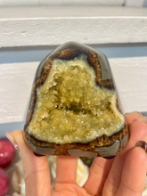 Load image into Gallery viewer, Septarian shaped and polished with crystal interior cavity