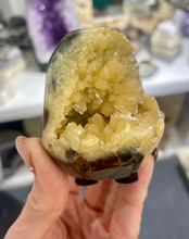 Load image into Gallery viewer, Septarian shaped and polished with crystal interior cavity