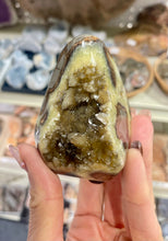 Load image into Gallery viewer, Septarian shaped and polished with crystal interior cavity