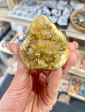 Load image into Gallery viewer, Septarian shaped and polished with crystal interior cavity