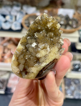 Load image into Gallery viewer, Septarian shaped and polished with crystal interior cavity