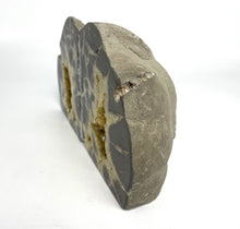 Load image into Gallery viewer, Septarian Bookend with Calcite Crystal Hollow Beautiful Geo Decor
