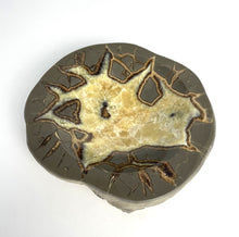 Load image into Gallery viewer, Septarian nodule hand carved and polished into a stunning geo decor bowl