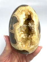 Load image into Gallery viewer, Septarian Nodule shaped into an Egg with rare barite crystal inside