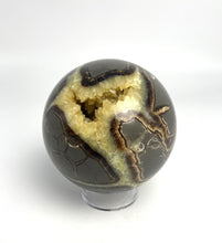 Load image into Gallery viewer, Utah septarian geode sculpted into a unique, one-of-a-kind stunning sphere.