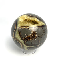 Load image into Gallery viewer, Utah septarian geode sculpted into a unique, one-of-a-kind stunning sphere.