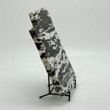 Load image into Gallery viewer, Decorative Zebra Marble stone on a stand against a white background
