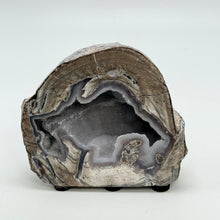 Load image into Gallery viewer, Geode with crystal formation on a white background