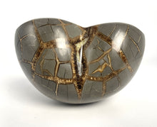 Load image into Gallery viewer, Utah Septarian Geode Heart sculpted and polished from a Septarian geode with a stunning calcite, aragonite crystal and limestone pattern