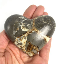 Load image into Gallery viewer, Utah Septarian Geode Heart sculpted and polished from a Septarian geode with a stunning calcite, aragonite and limestone pattern
