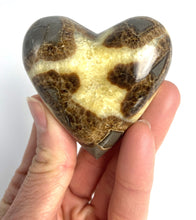Load image into Gallery viewer, Utah Septarian Geode Heart sculpted and polished from a Septarian geode with a stunning calcite, aragonite and limestone pattern
