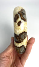 Load image into Gallery viewer, Utah Septarian Geode Heart sculpted and polished from a Septarian geode with a stunning calcite, aragonite crystal and limestone pattern