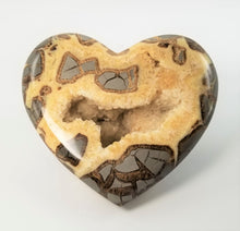 Load image into Gallery viewer,  3d Septarian Heart made from a Septarian Geode with a beautiful open cavity full of stunning calcite crystals
