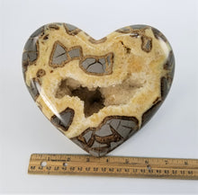 Load image into Gallery viewer,  3d Septarian Heart made from a Septarian Geode with a beautiful open cavity full of stunning calcite crystals