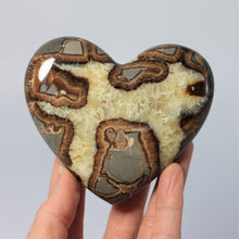 Load image into Gallery viewer, Utah Septarian Geode Heart sculpted and polished from a Septarian geode with a stunning calcite, aragonite and limestone pattern