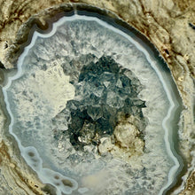 Load image into Gallery viewer, Close-up of a Utah dugway geode with crystal formation inside
