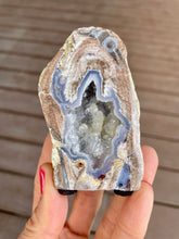Load image into Gallery viewer, Dugway Geode standup with Stunning Quartz Crystal and Agate lined interior
