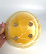 Load image into Gallery viewer, Honeycomb Calcite Bowl Geo-decor lapidary carved and beautifully polished
