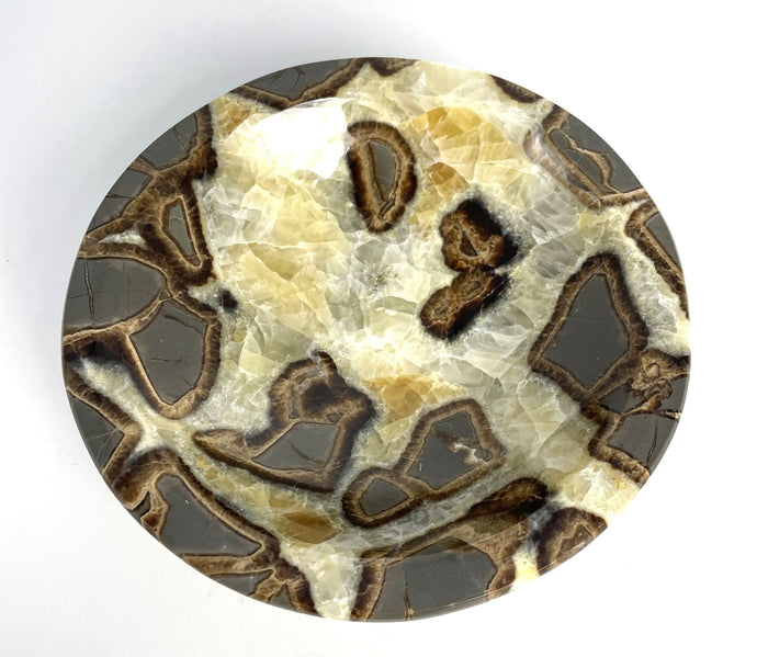 Septarian nodule lapidary carved and polished into a stunning geo decor bowl