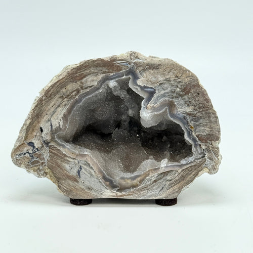 Dugway Geode from Utah cut and polished showing stunning crystal interior cavity.