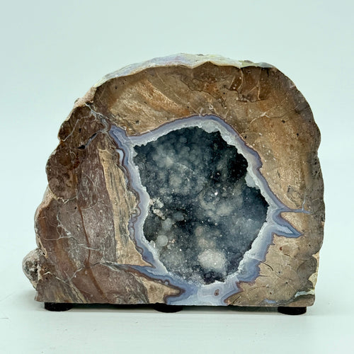 Utah Dugway Geode cut and polished face with a clear crystal core