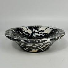 Load image into Gallery viewer, Black and white marble lapidary hand and polished bowl on a light gray background
