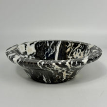 Load image into Gallery viewer, Lapidary shaped and polished Black and white marble bowl on a light gray background

