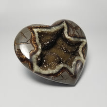 Load image into Gallery viewer, Septarian 3D Heart with a Calcite Crystal Hollow formed from a Septarian Geode

