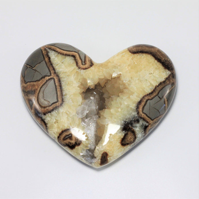 Lapidary Cut and Polished Utah Septarian Geode sculpted into a Beautiful Heart