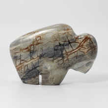 Load image into Gallery viewer, Picasso Marble cut and polished into a small buffalo
