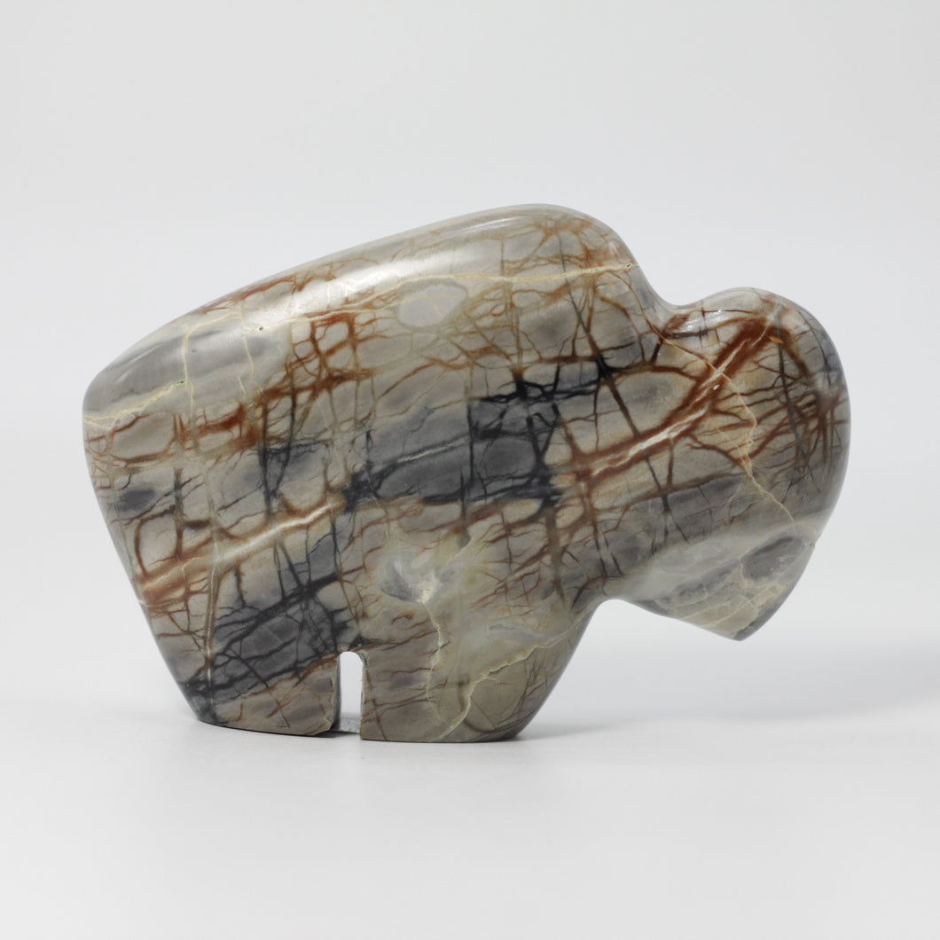 Picasso Marble cut and polished into a small buffalo