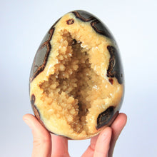 Load image into Gallery viewer, Septarian Egg with a large Hollow Cavity filled with Calcite Crystals
