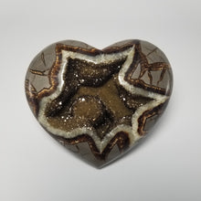 Load image into Gallery viewer, Septarian 3D Heart with a Calcite Crystal Hollow formed from a Septarian Geode
