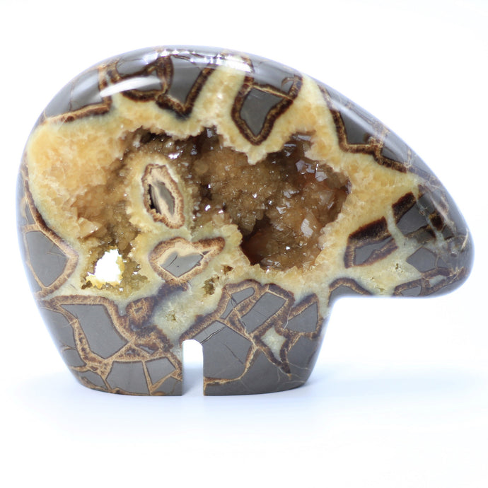 Zuni Style Septarian Bear with Calcite Crystal filled Cavity